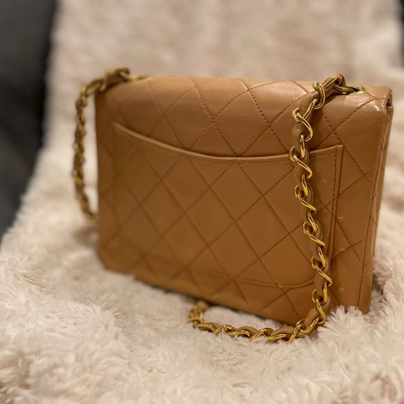 CHANEL LAMBSKIN LEATHER VINTAGE MINI SQUARE CLASSIC SINGLE FLAP SHOULDER BAG - Picture 12 of 16